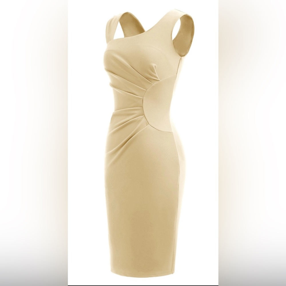 Elegant retro 1950s Nude colored Sleeveless Dress